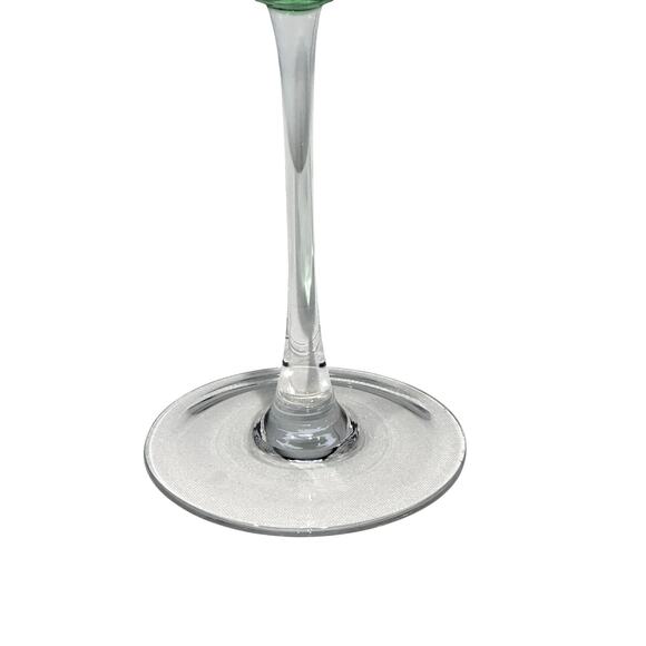 Pale Green Polka Dot Balloon Wine Goblets Elegant Clear Slender Stem-Set 2 - Picture 7 of 9